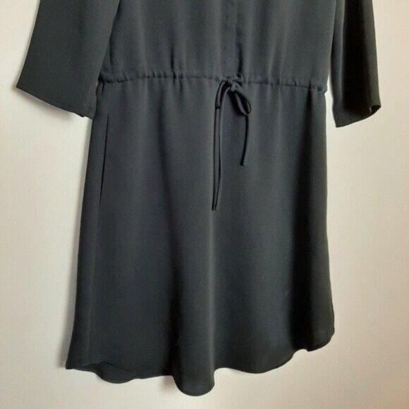 BABATON / Aritzia Shirt Dress Long Sleeve Waist Drawstring Black Sz XS Flawed - Picture 7 of 16